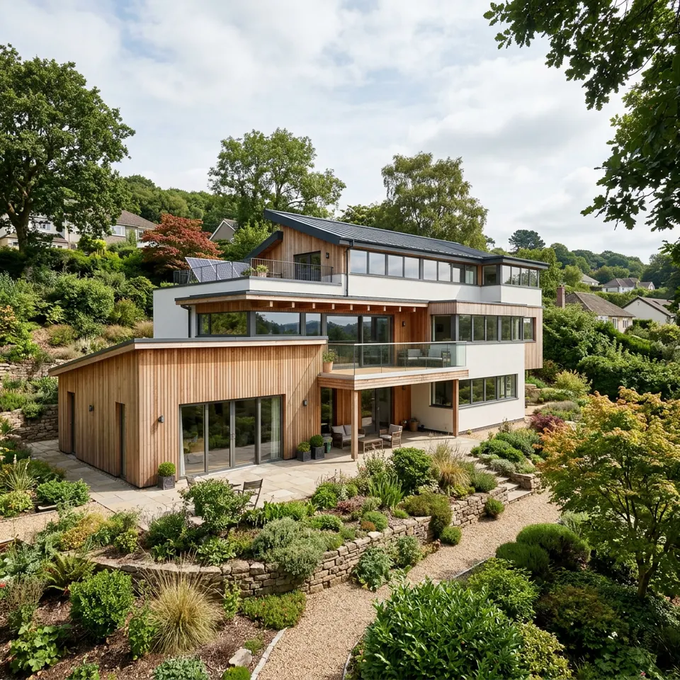 Modernes Split-Level-Haus mit versetzten Halbgeschossen und großen Fensterflächen – Split-Level-Haus-Preise 2026