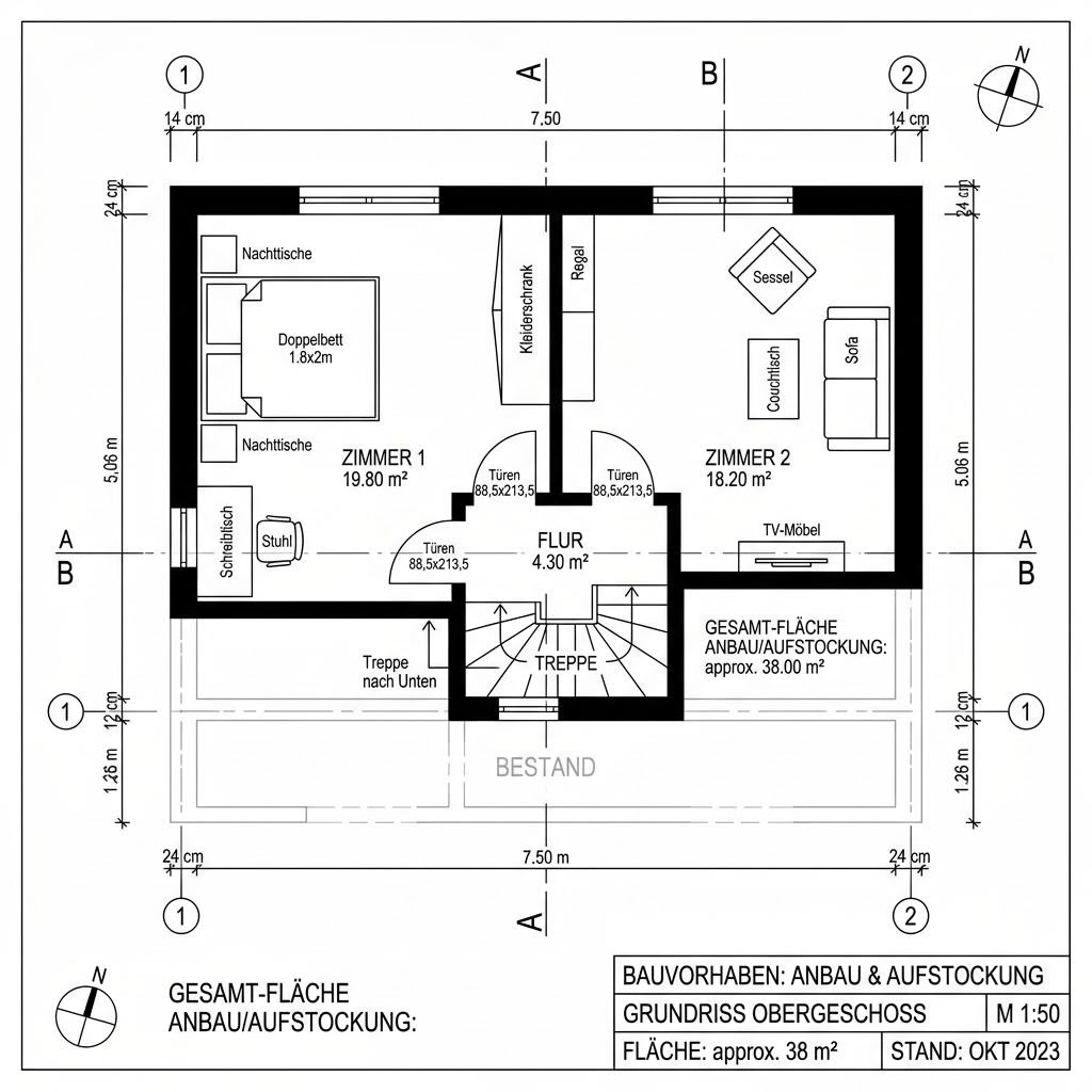 Anbau / Aufstockung COMMOD Anbau Modul 38 von Commod-Haus — Modulhaus mit rund 38 m²