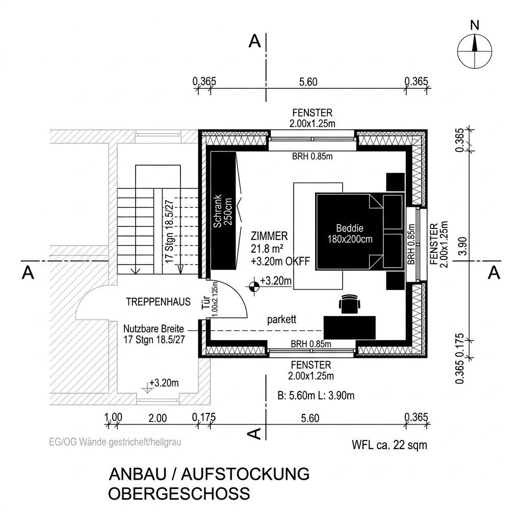 Grundriss Anbau Cube 22 von Conliving — 22 m², 1 Zimmer