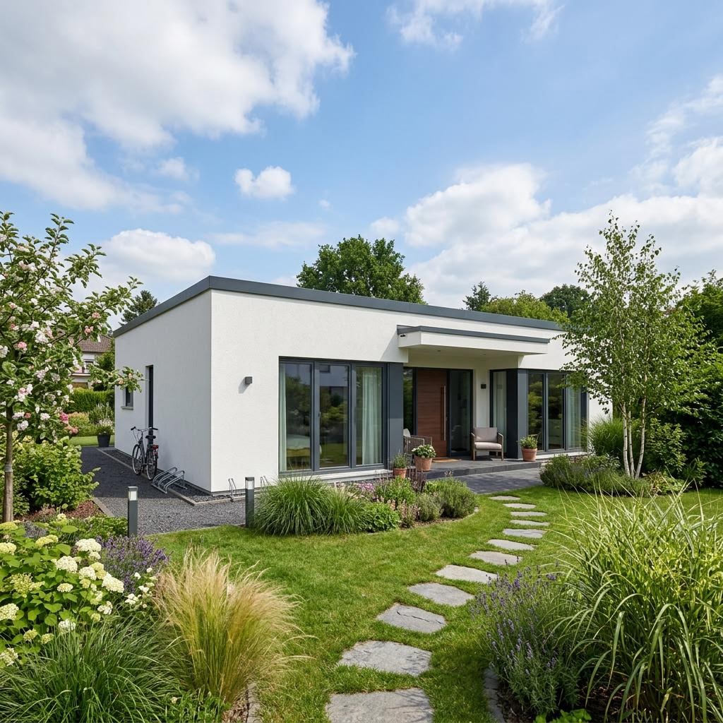 Bungalow BL 88 Variante P von Baudirekt Architektenhäuser Bungalow BL 88 Variante P von Baudirekt Architektenhäuser — Massivhaus mit rund 88 m²