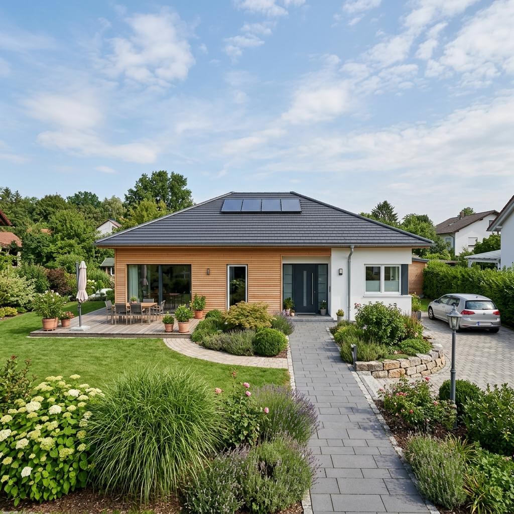 Bungalow PUREA 118 von Bien-Zenker Bungalow PUREA 118 von Bien-Zenker — Holztafelbau mit Walmdach und rund 118 m²