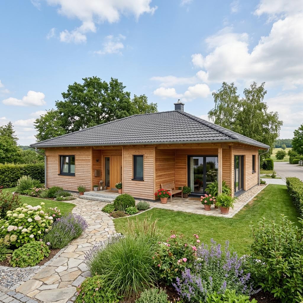 Planungsbeispiel 98SB30 von Bio-Solar-Haus Bungalow Planungsbeispiel 98SB30 von Bio-Solar-Haus — Holztafelbau mit rund 98 m²
