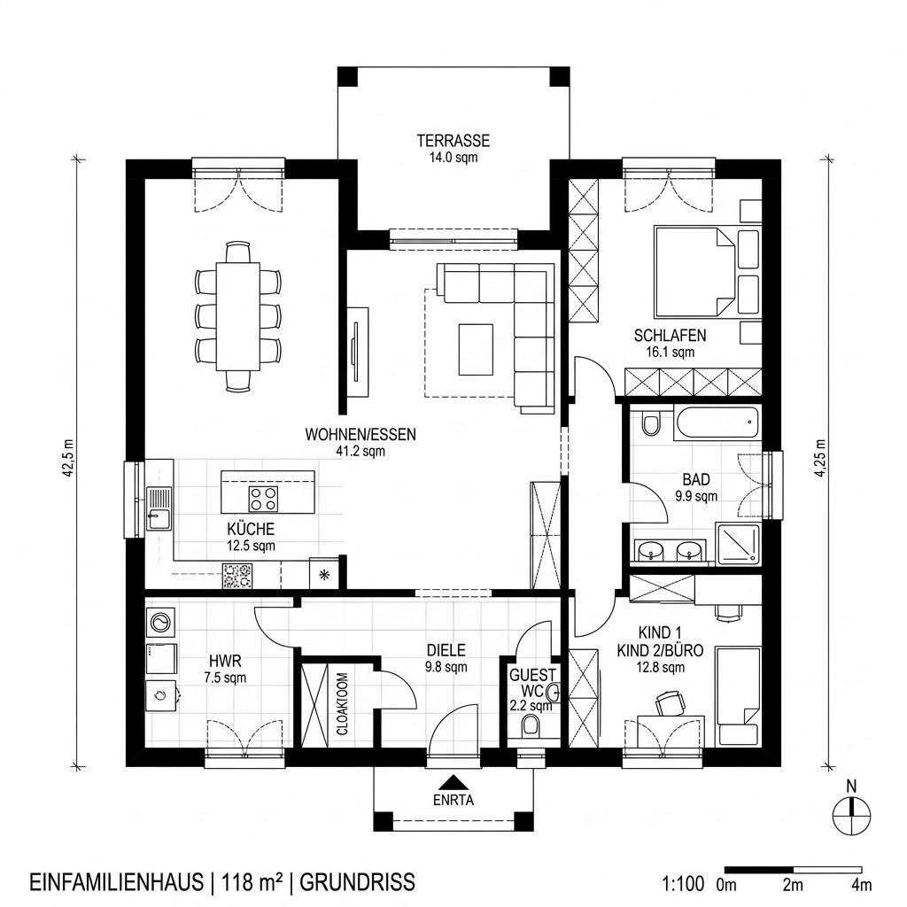 Grundriss Bungalow VIO 118 Grundriss Bungalow VIO 118 von FingerHaus