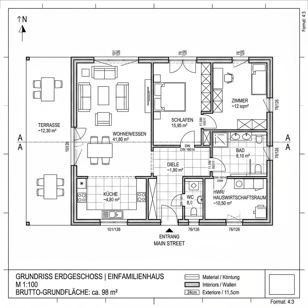 Grundriss Bungalow 98 Grundriss Bungalow 98 von Fingerhut Haus