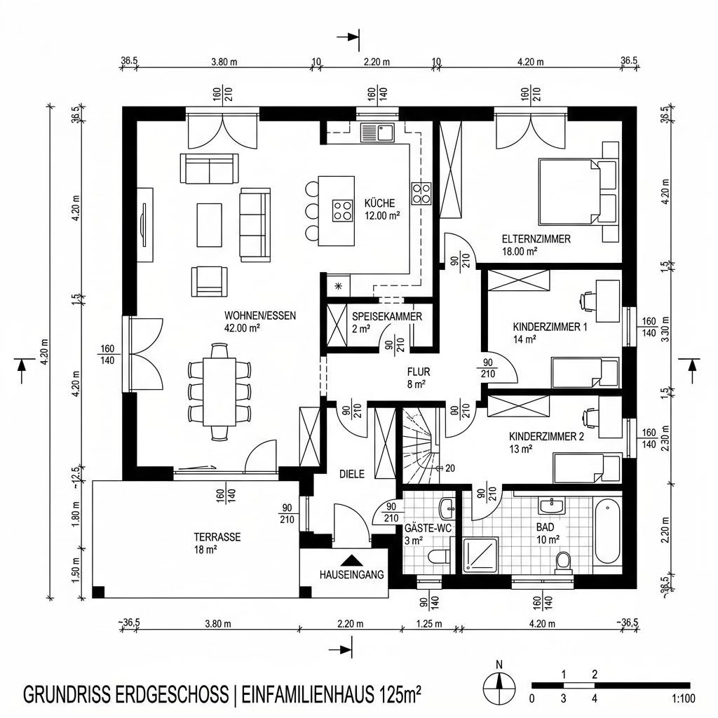 Grundriss Bungalow 125 Grundriss Bungalow 125 von Hartl Haus
