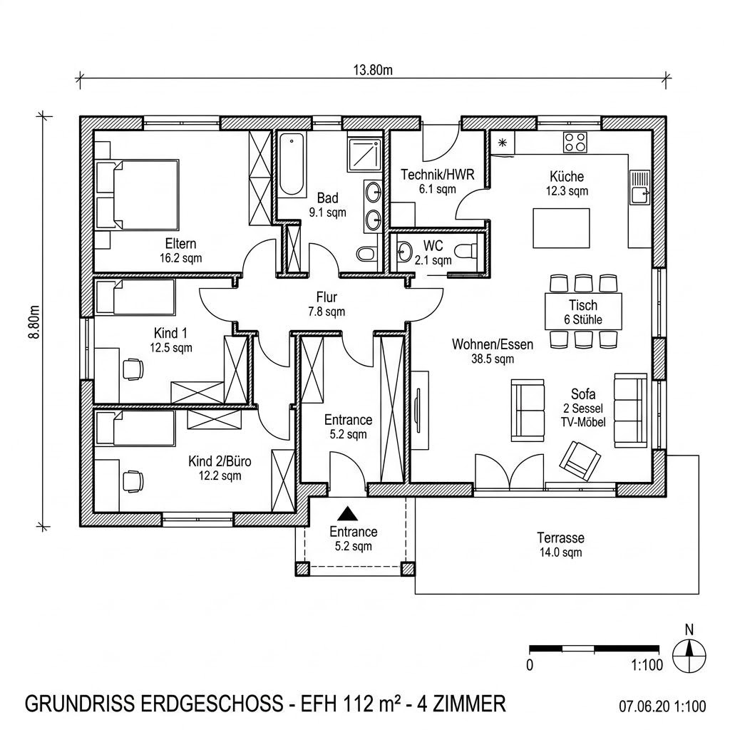 Grundriss Cumulus 880 von Heinz von Heiden — 112 m², 4 Zimmer