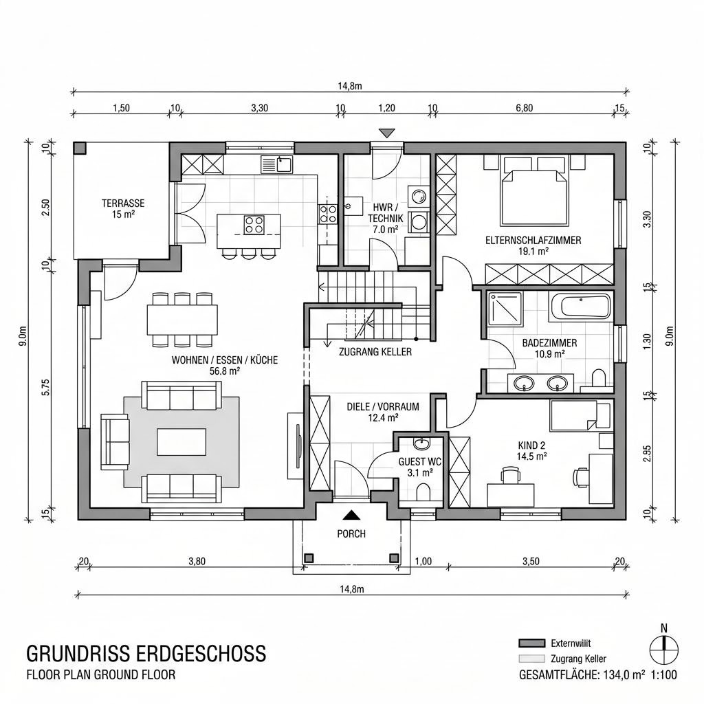 Grundriss Walchensee Grundriss Walchensee von Isartaler Holzhaus