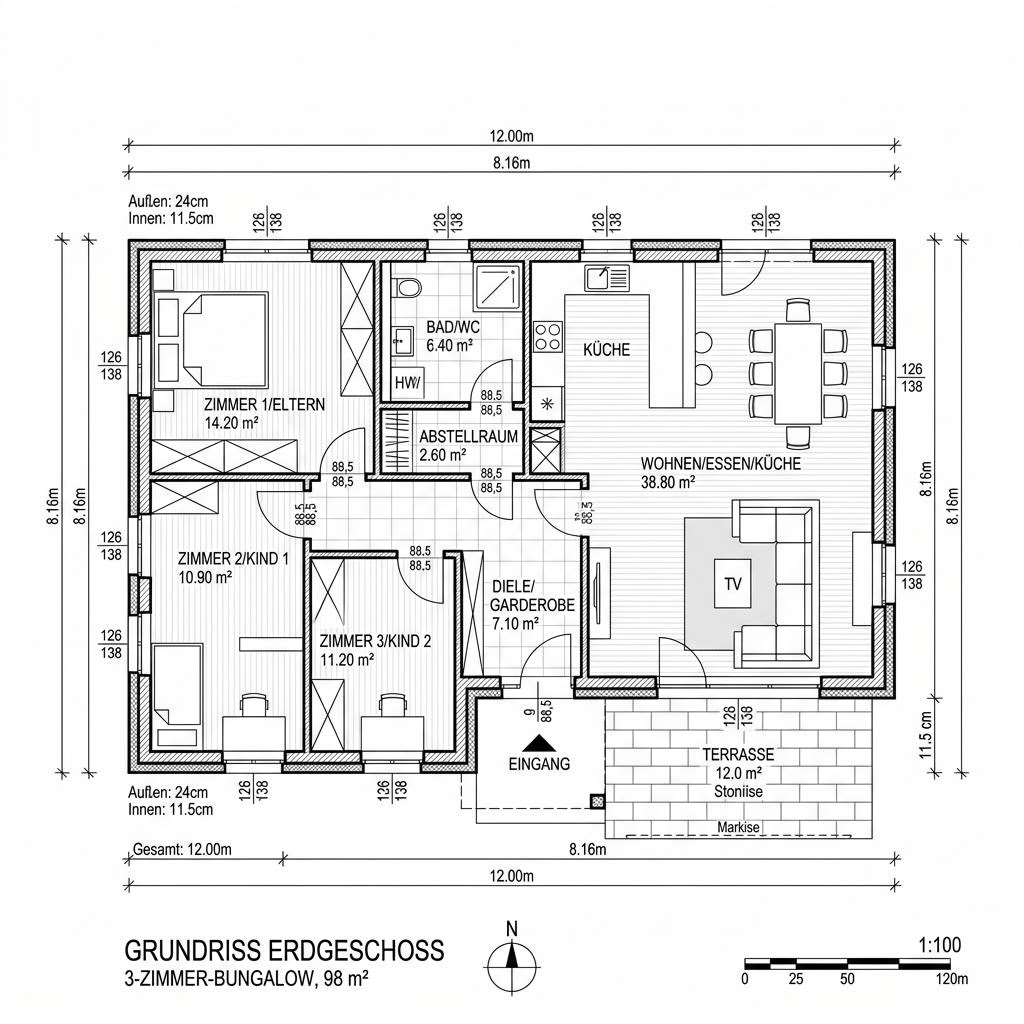 Grundriss Pro Bungalow 98 Grundriss Pro Bungalow 98 von ProHaus