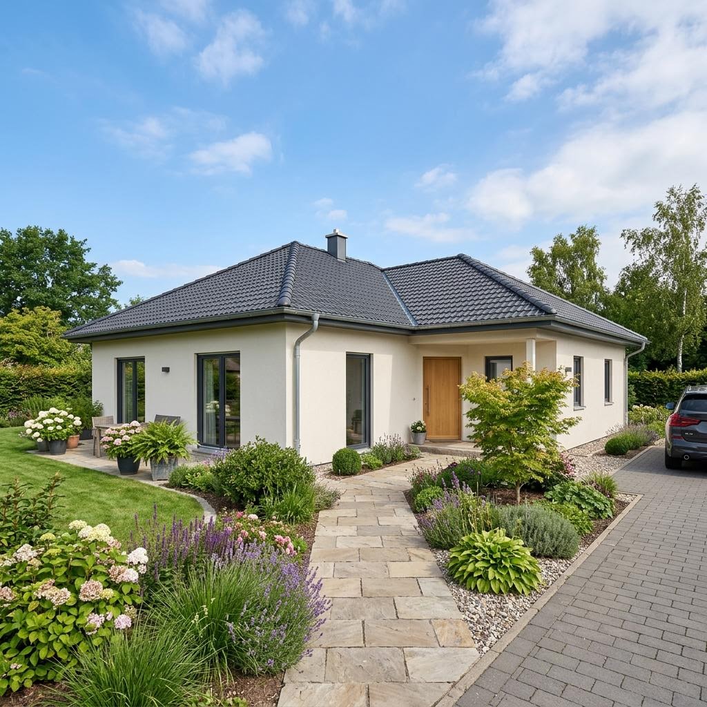 Ziegel-Winkelbungalow 128 von Rötzer Ziegel-Element-Haus Bungalow Ziegel-Winkelbungalow 128 von Rötzer Ziegel-Element-Haus — Massivhaus mit rund 128 m²