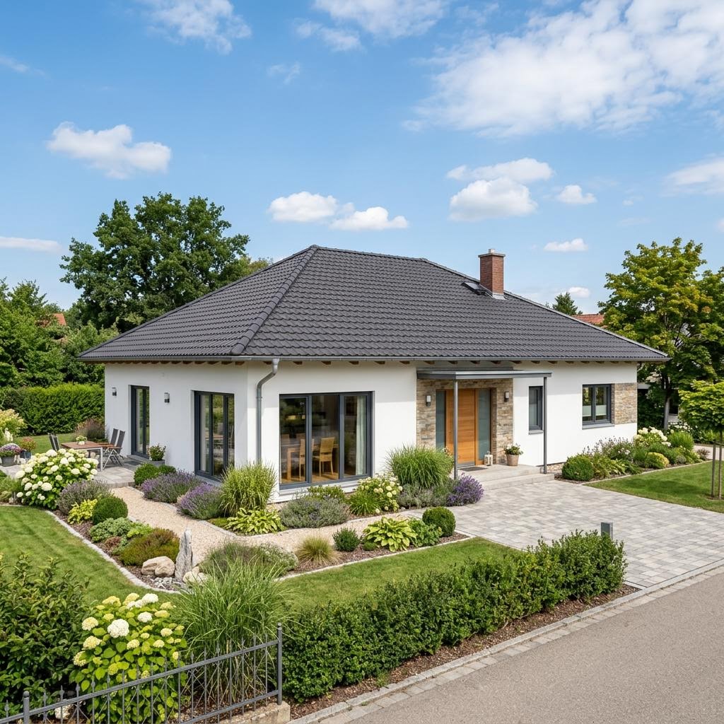 Ziegelmassiv-Bungalow 104 von Rötzer Ziegel-Element-Haus Bungalow Ziegelmassiv-Bungalow 104 von Rötzer Ziegel-Element-Haus — Massivhaus mit rund 104 m²