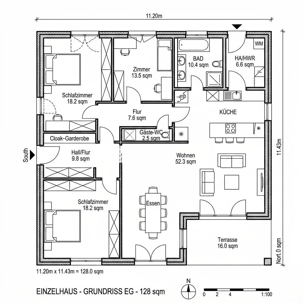 Grundriss Bungalow Generation 128 Grundriss Bungalow Generation 128 von WeberHaus