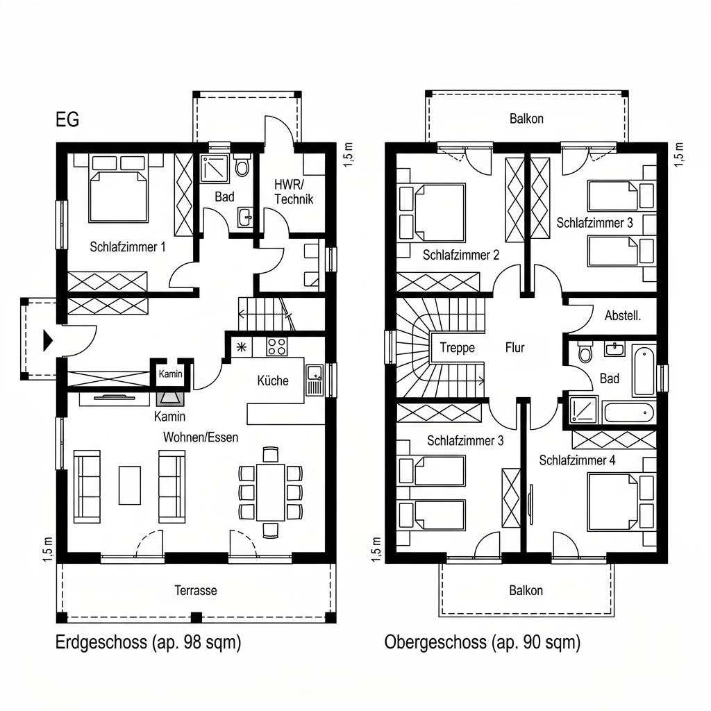 Grundriss Chalet Watzmann 188 von Fullwood Wohnblockhaus — 188 m², 6 Zimmer