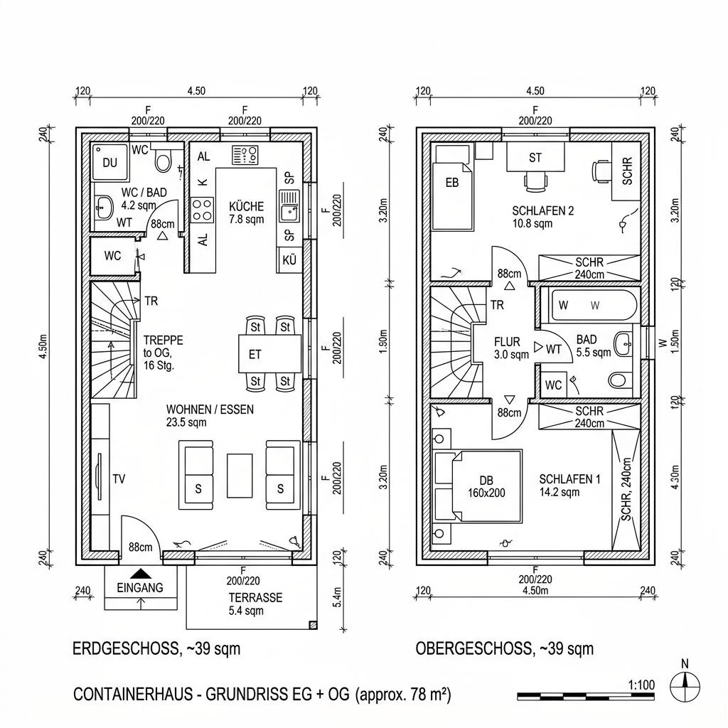 Containerhaus Raummodul Wohnen Stapel von Containerwerk — Modulbau mit rund 78 m²