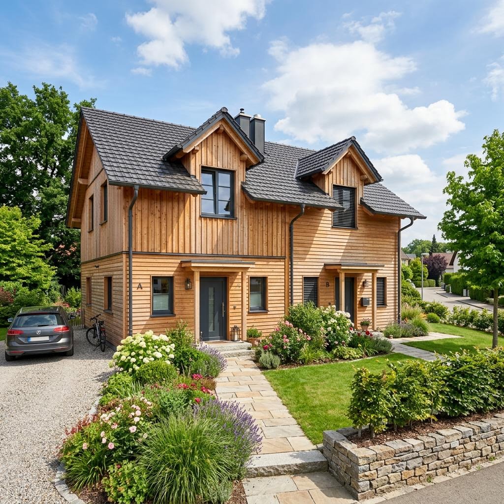 Doppelhaus Charakterhaus 190 Doppelhaus von Fertighaus WEISS — Fertighaus mit rund 190 m²