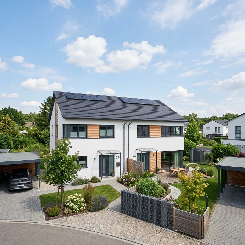Doppelhaus VIO 120 von FingerHaus Doppelhaus VIO 120 von FingerHaus — Holztafelbau mit rund 120 m² je Hälfte