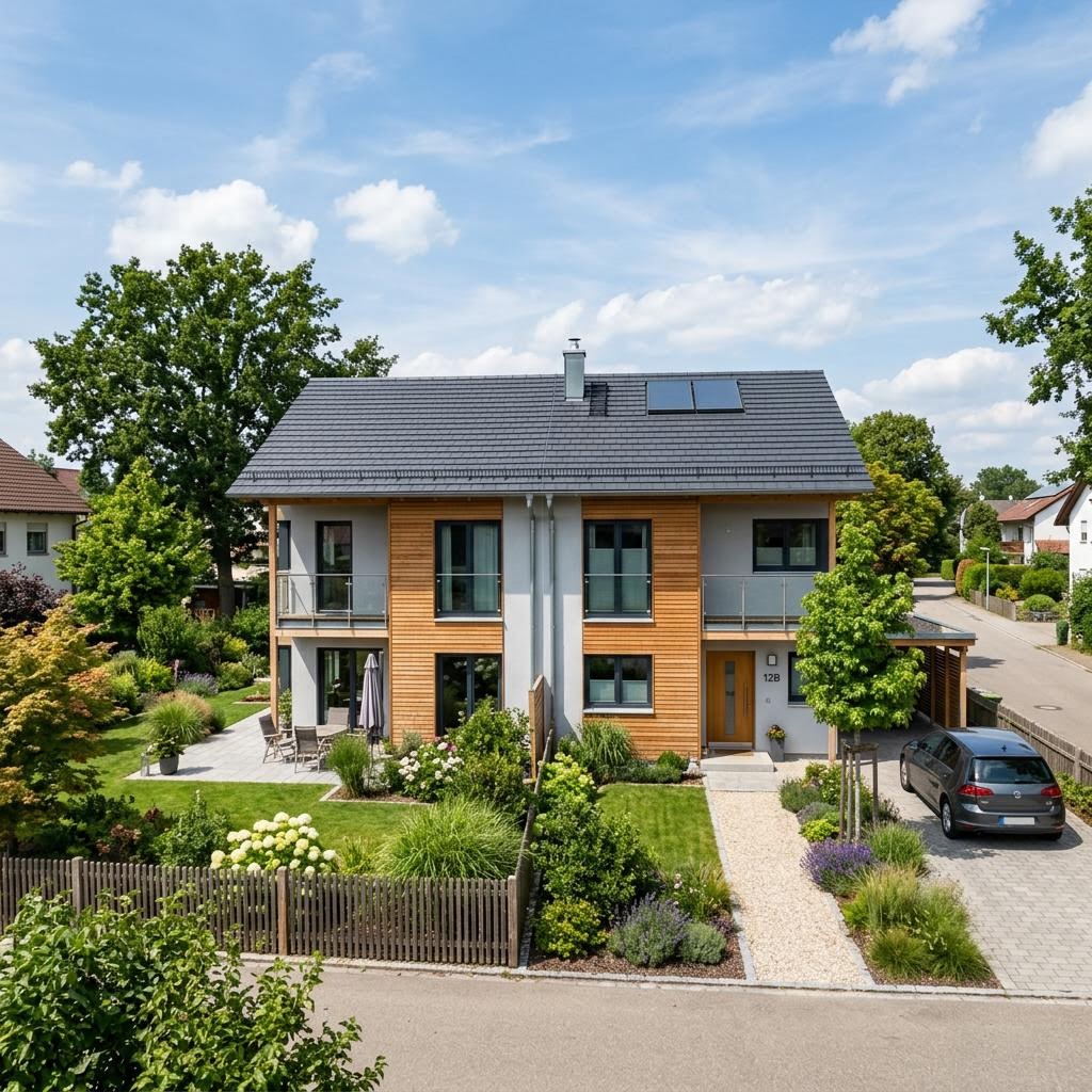 Doppelhaus 100 von Hartl Haus — Echtholz-Fertighaushälfte mit Satteldach und 100 m²