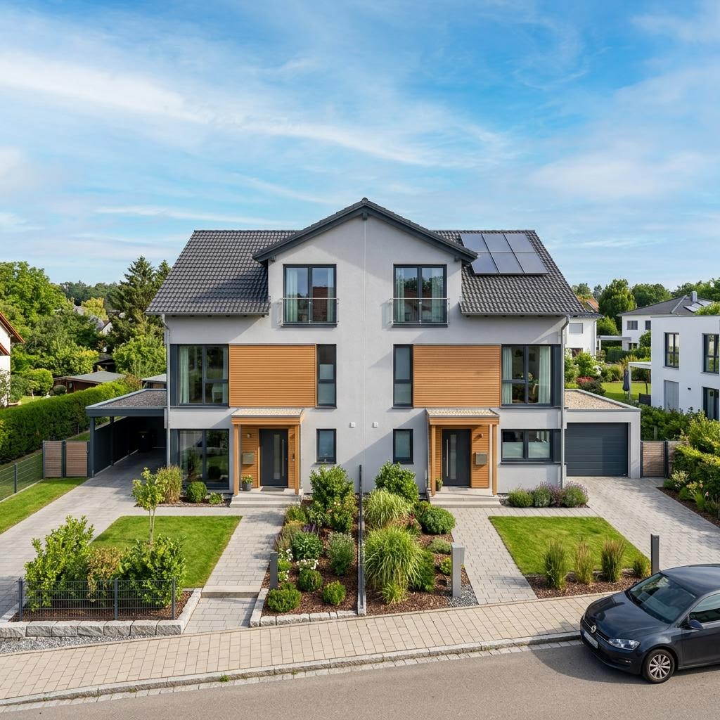 Massiv Doppelhaus 105 von Team Massivhaus Doppelhaus Massiv 105 von Team Massivhaus — Massivhaus mit Satteldach