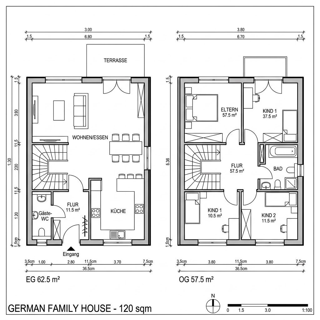 Grundriss Friesenmaxime Doppelhaus von Viebrockhaus — 120 m², 4 Zimmer
