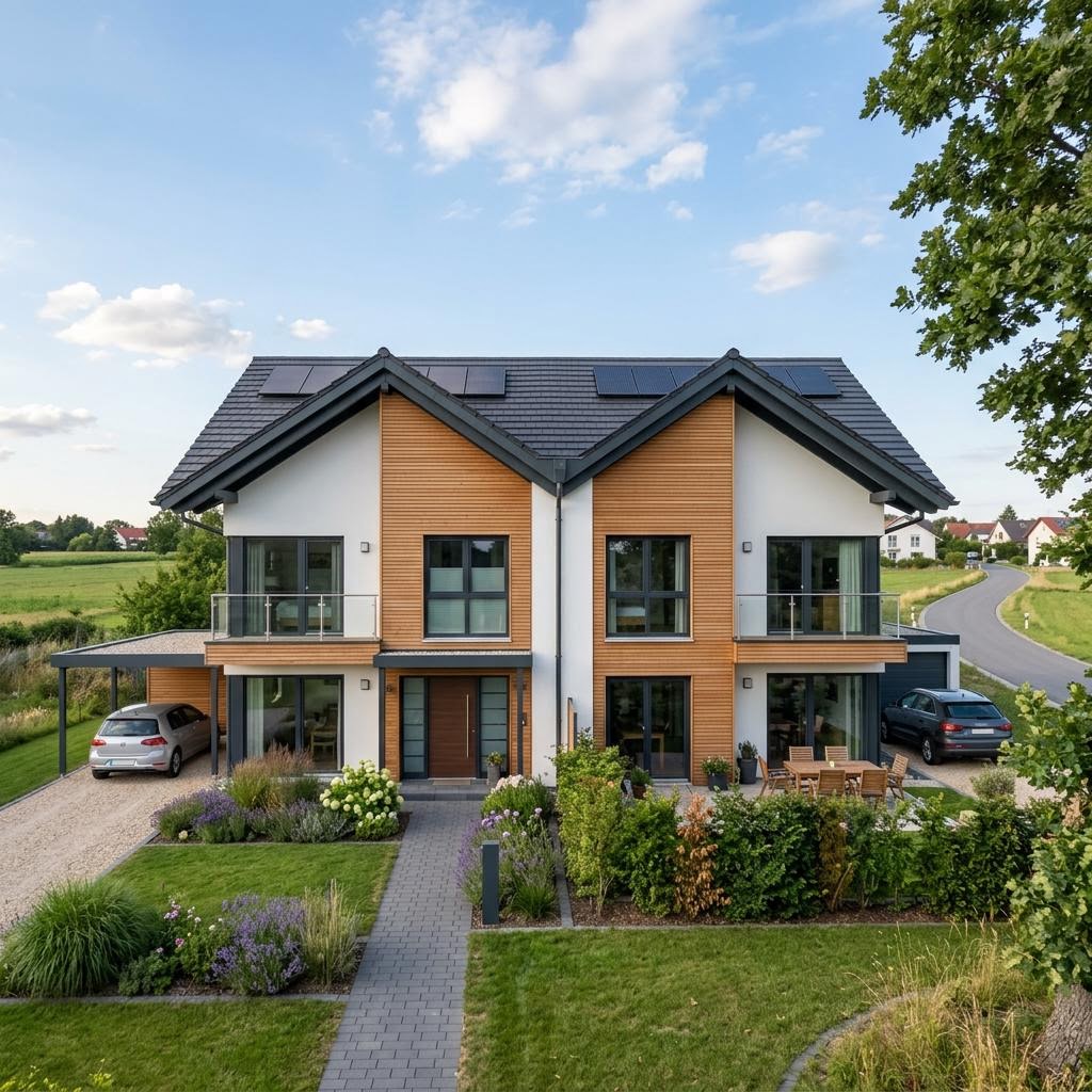 Doppelhaus Option+ 118 von WeberHaus Doppelhaus Option+ 118 von WeberHaus — Holztafelbau mit rund 118 m² je Hälfte