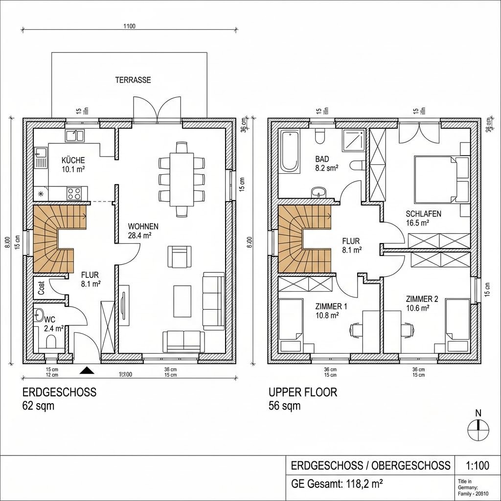 Grundriss Doppelhaus Option+ 118 Grundriss Doppelhaus Option+ 118 von WeberHaus