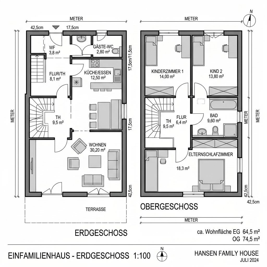 Grundriss Öko Familie 152 von Beilharz Haus — 152 m², 5 Zimmer