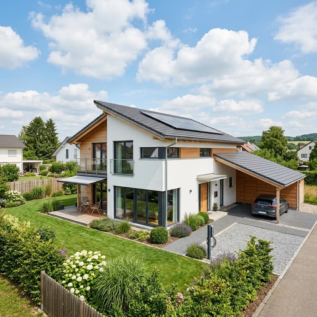 Landhaus Schlepp 148 von Deutsche Neubau Einfamilienhaus Landhaus Schlepp 148 von Deutsche Neubau — Massivhaus mit Schleppdach