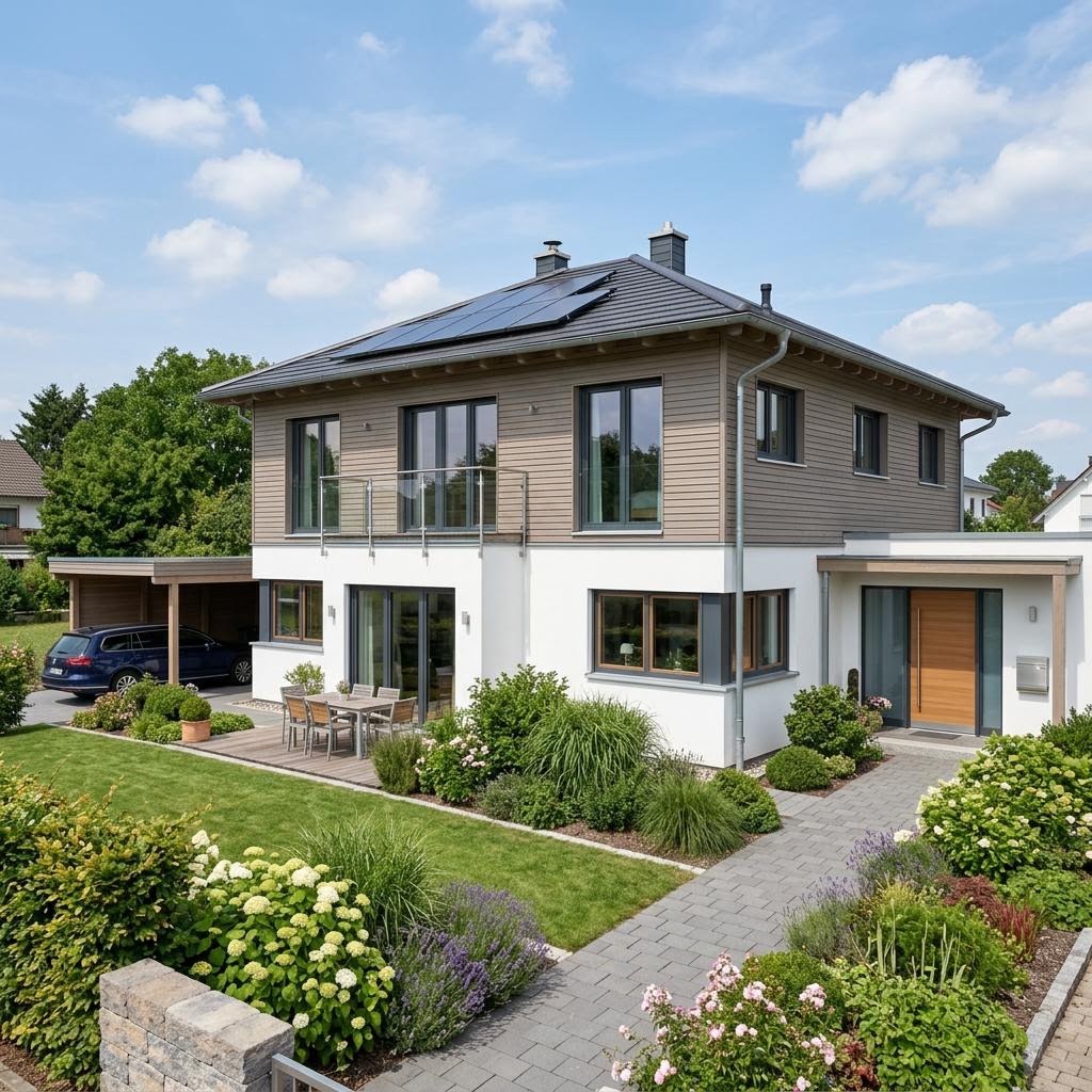 Einfamilienhaus Multitalent 135 Walmdach von Fertighaus WEISS — Holzfertighaus mit Walmdach