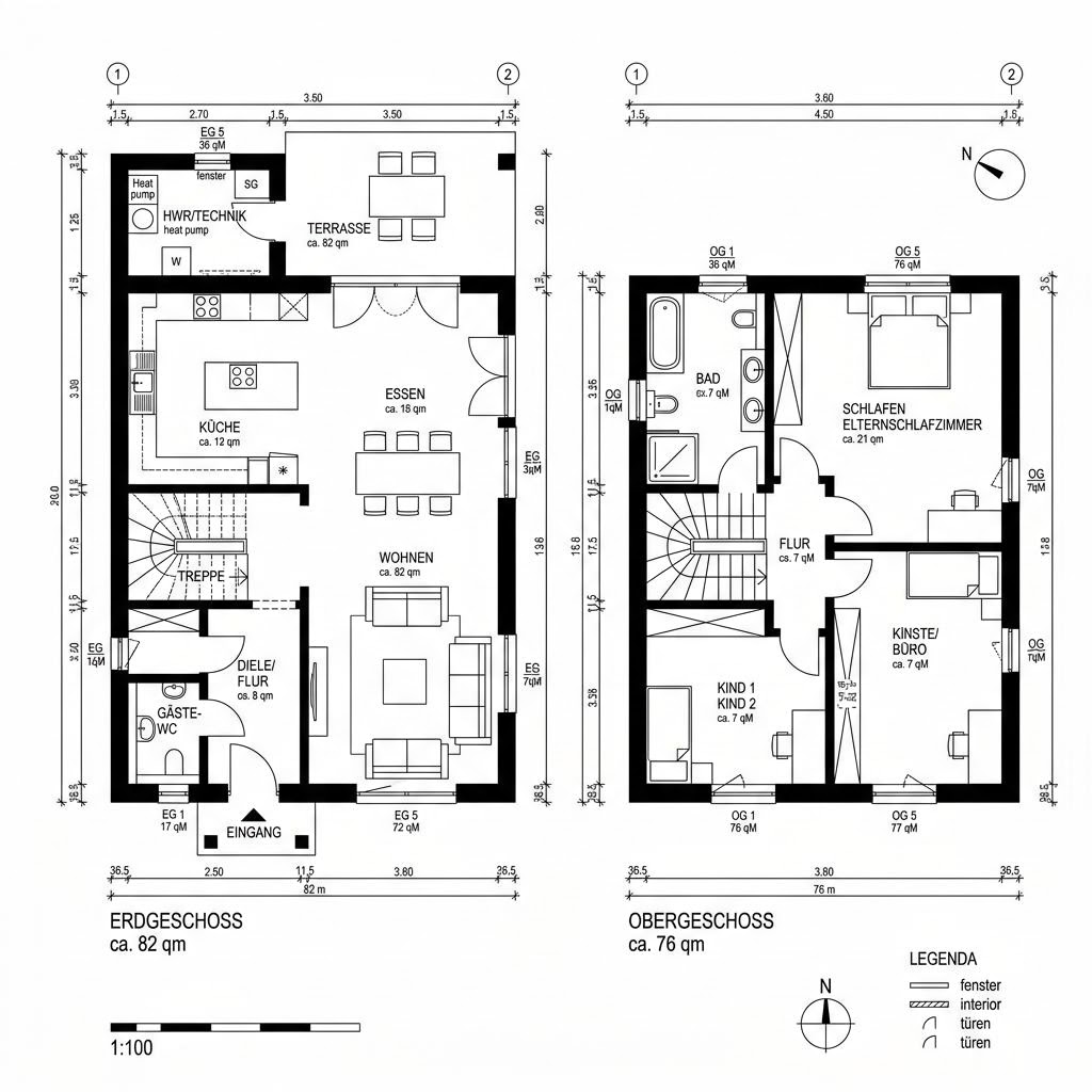 Grundriss Vita 158 von Fingerhut Haus — 158 m², 5 Zimmer