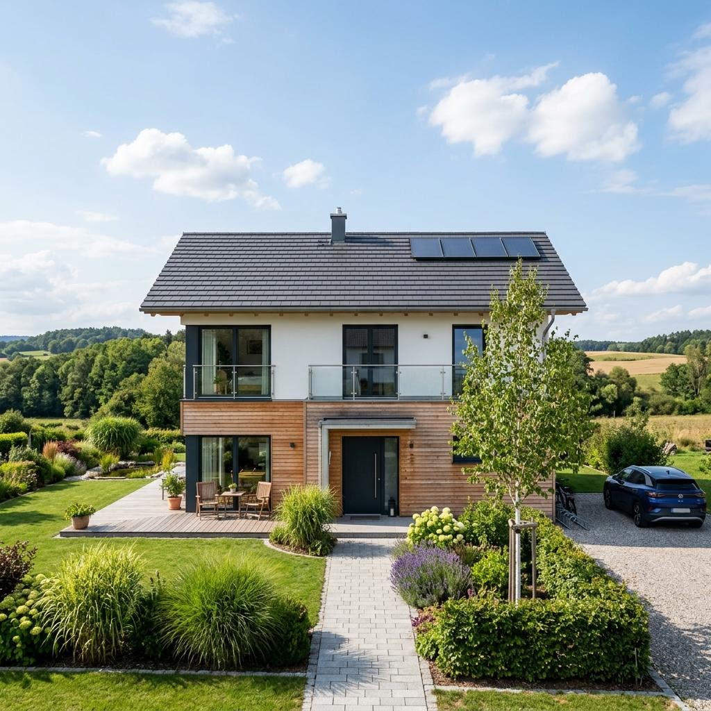 Einfamilienhaus Familienhaus Fichte 140 von Frammelsberger Holzhaus — Holzhaus mit fünf Zimmern und 140 m²