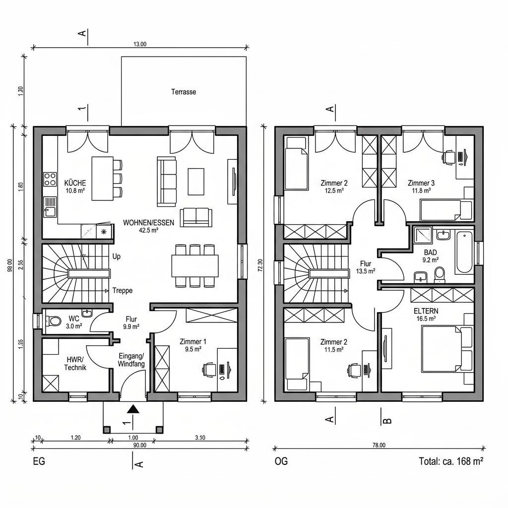 Grundriss Familienhaus Fichte 168 Ausbau Grundriss Familienhaus Fichte 168 Ausbau von Frammelsberger Holzhaus