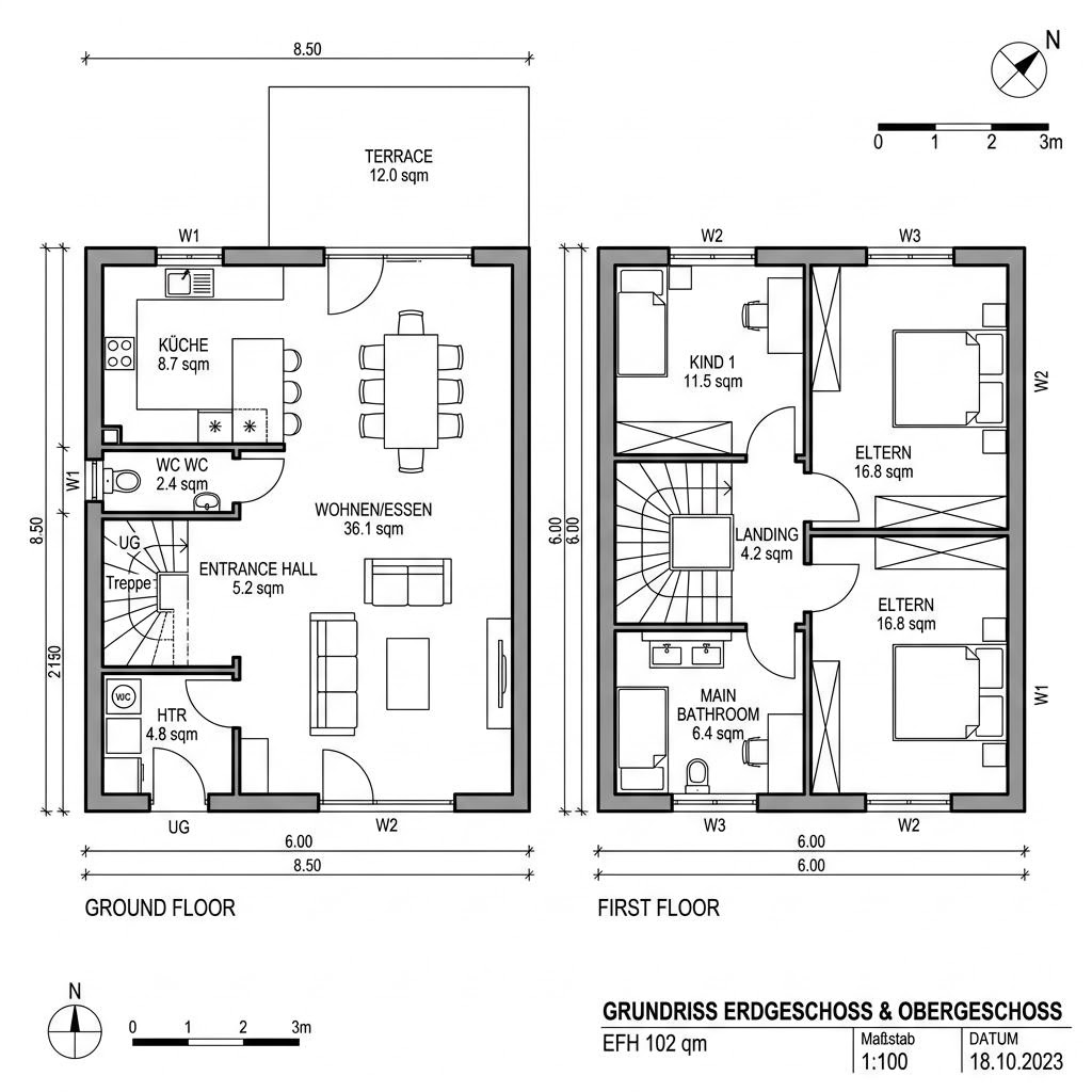 Grundriss VARIANT 15-102 von Hanse Haus — 102 m², 4 Zimmer