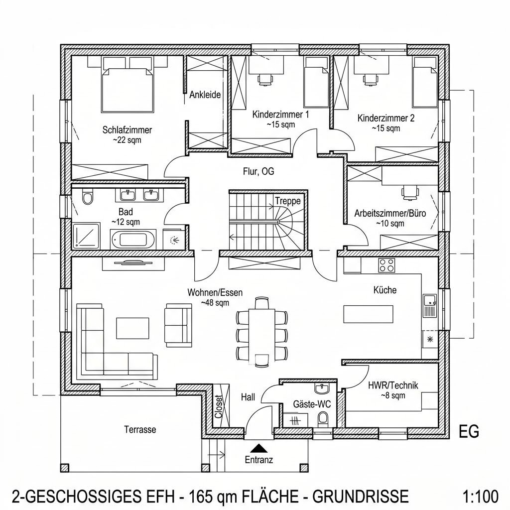 Grundriss Solitär Classic 165 von Keitel-Haus — 165 m², 6 Zimmer