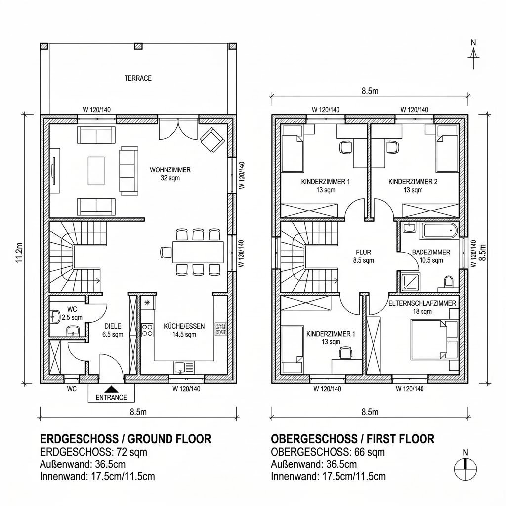 Grundriss Cinera 138 von Kern-Haus — 138 m², 5 Zimmer