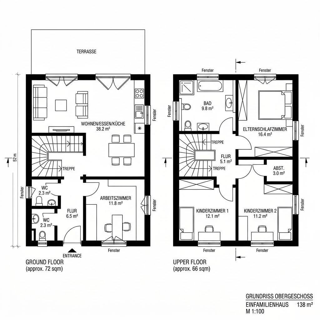 Grundriss Kubus Nord 138 von Meisterstück-HAUS — 138 m², 4 Zimmer