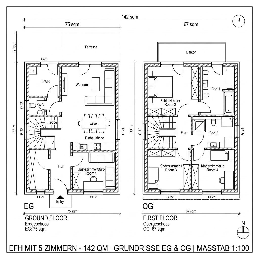 Grundriss Trend 142 Grundriss Trend 142 von OKAL Haus