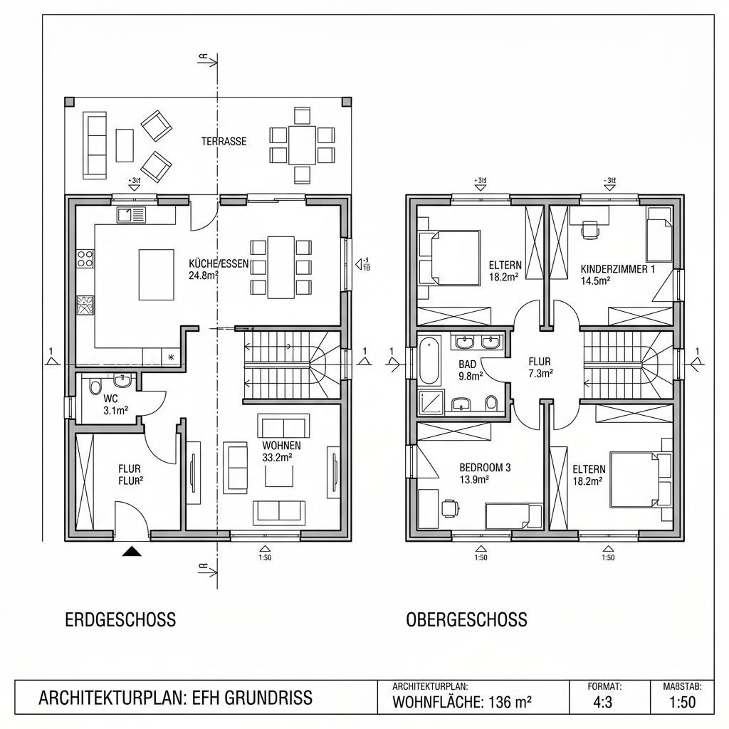 Grundriss Kapitänshaus Boltenhagen 136 von ScanHaus Marlow — 136 m², 5 Zimmer
