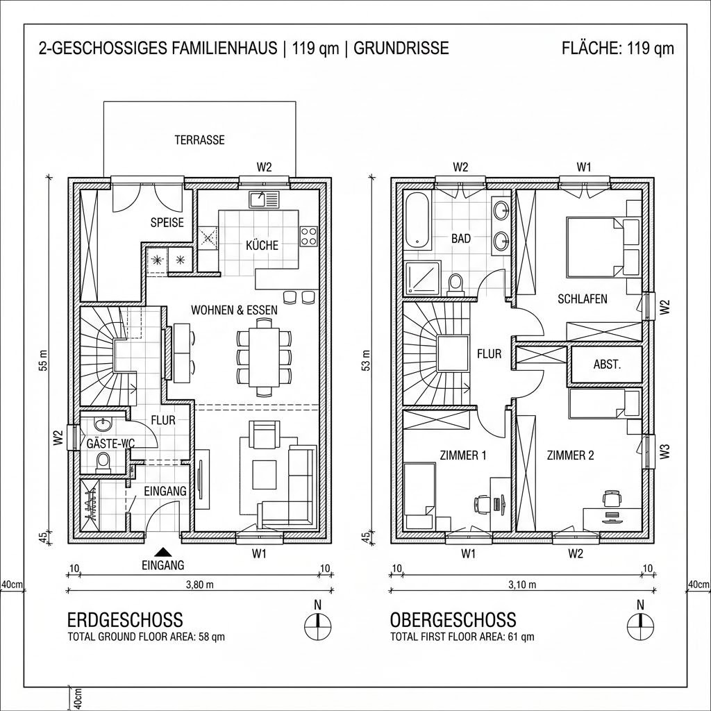 Grundriss SH 119 B von ScanHaus Marlow — 119 m², 4 Zimmer