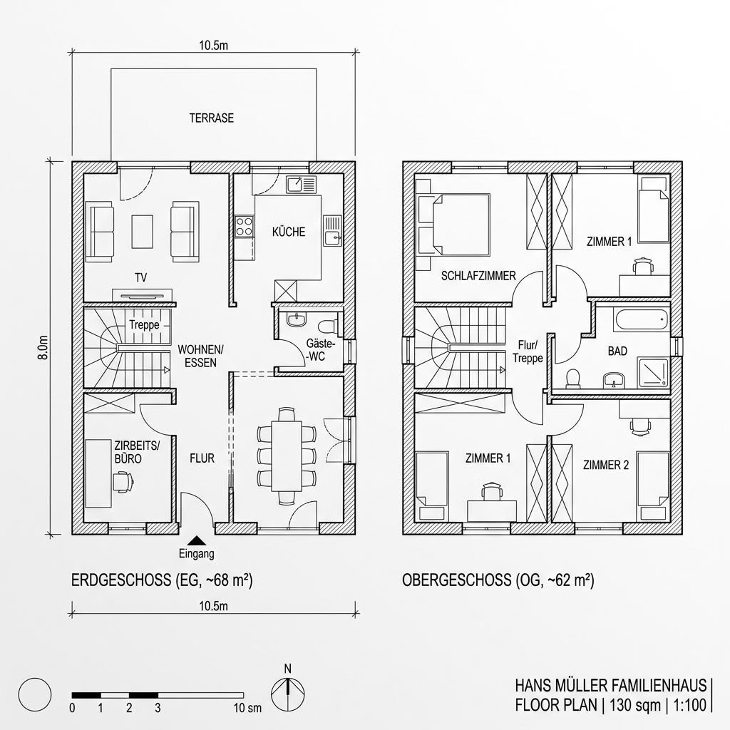 Grundriss Flair 130 von Town & Country Haus — 130 m², 5 Zimmer
