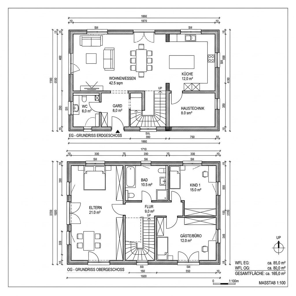 Grundriss Maxime 600 von Viebrockhaus — 165 m², 6 Zimmer