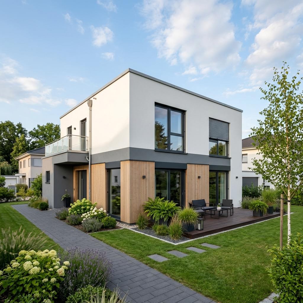 Cubus 142 von WeberHaus Kubushaus Cubus 142 von WeberHaus — Holztafelbau mit Flachdach und rund 142 m²