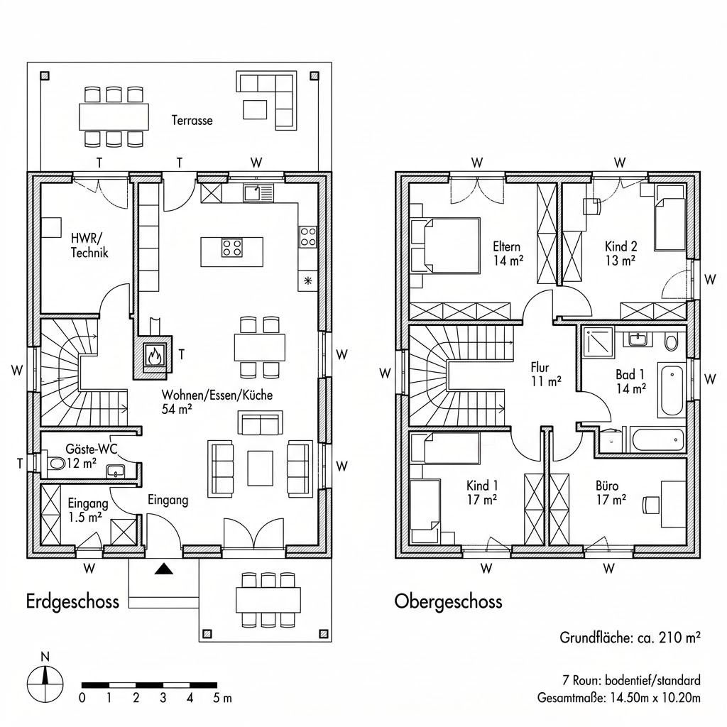 Grundriss Design 210 von ELK Haus — 210 m², 7 Zimmer