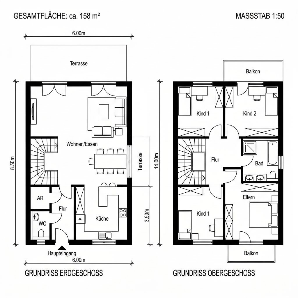 Grundriss eco+Haus 158 Grundriss eco+Haus 158 von Beilharz Haus
