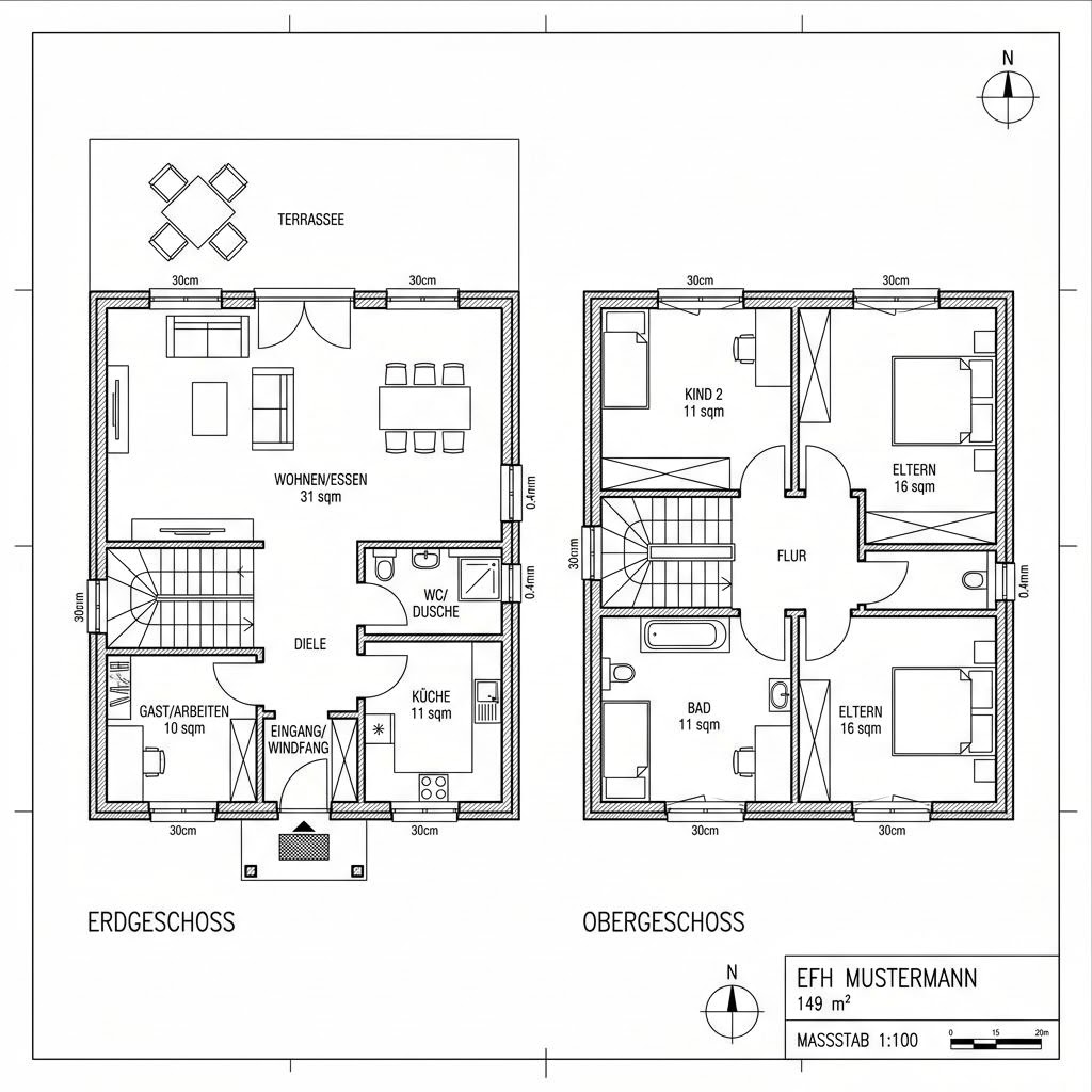 Grundriss Solln Grundriss Solln von Isartaler Holzhaus