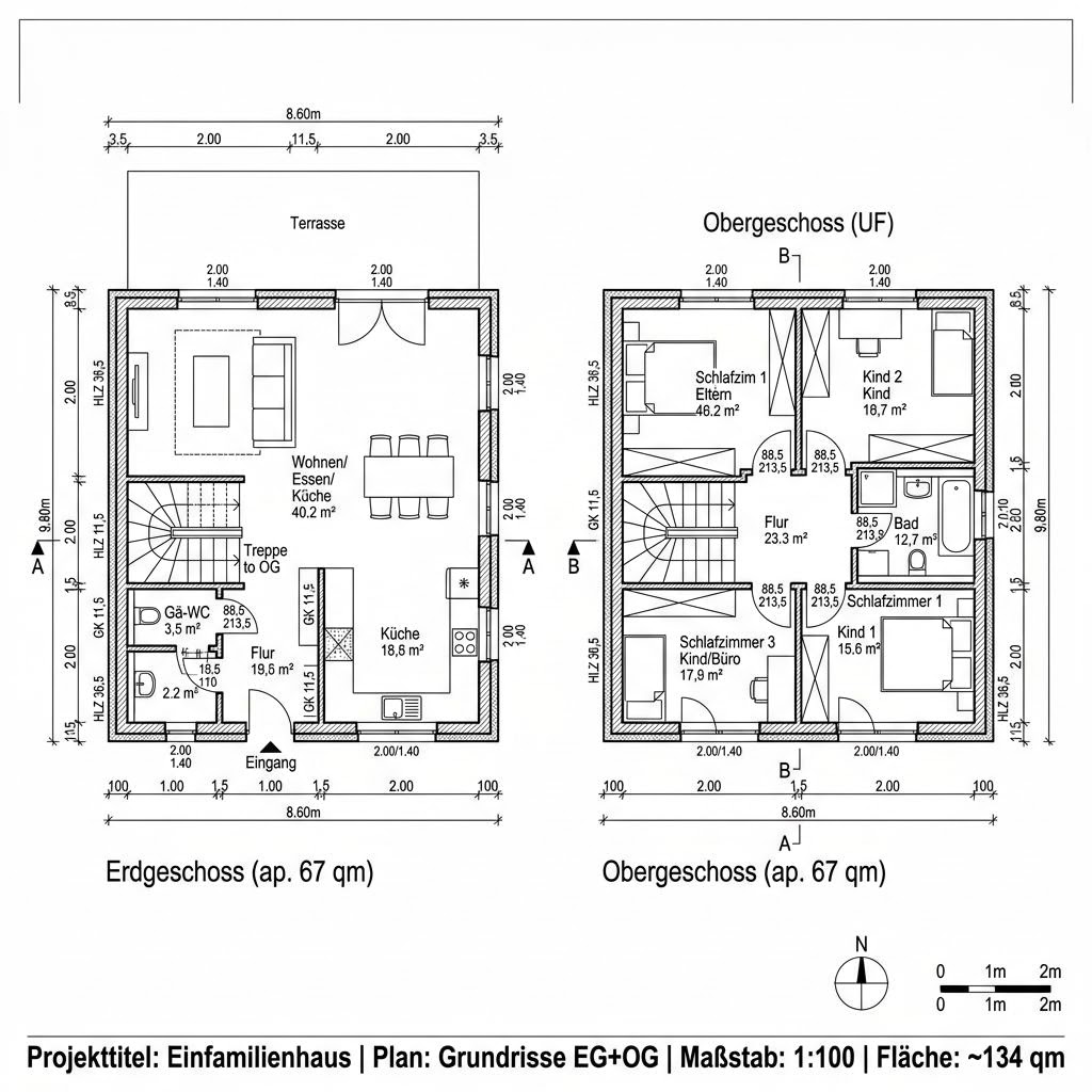 Grundriss Concept 3.2 von KAMPA — 134 m², 5 Zimmer