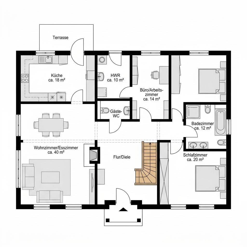 Grundriss Hof 172 von KD-Haus — 172 m², 6 Zimmer