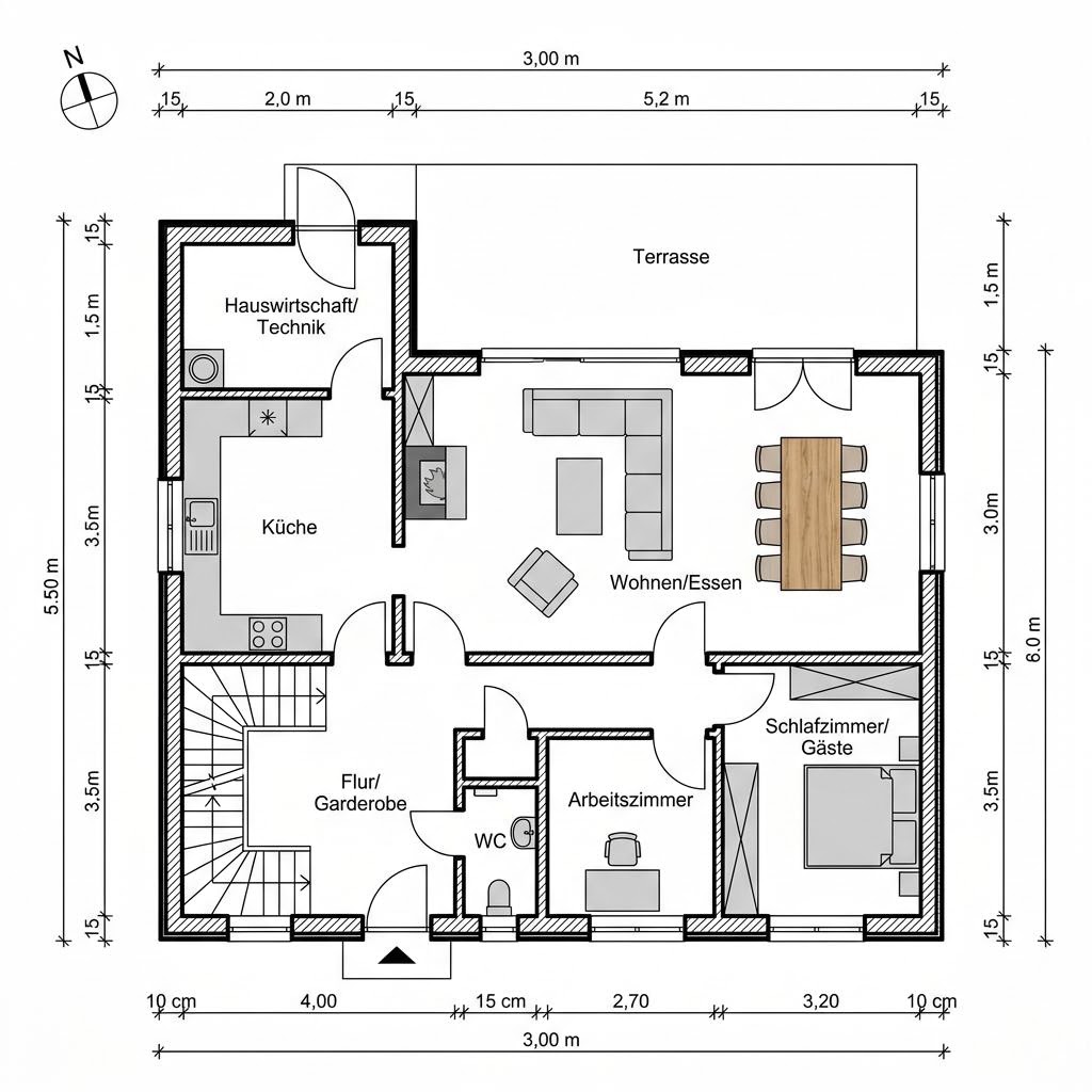 Grundriss Klassik 140 von KD-Haus — 140 m², 5 Zimmer
