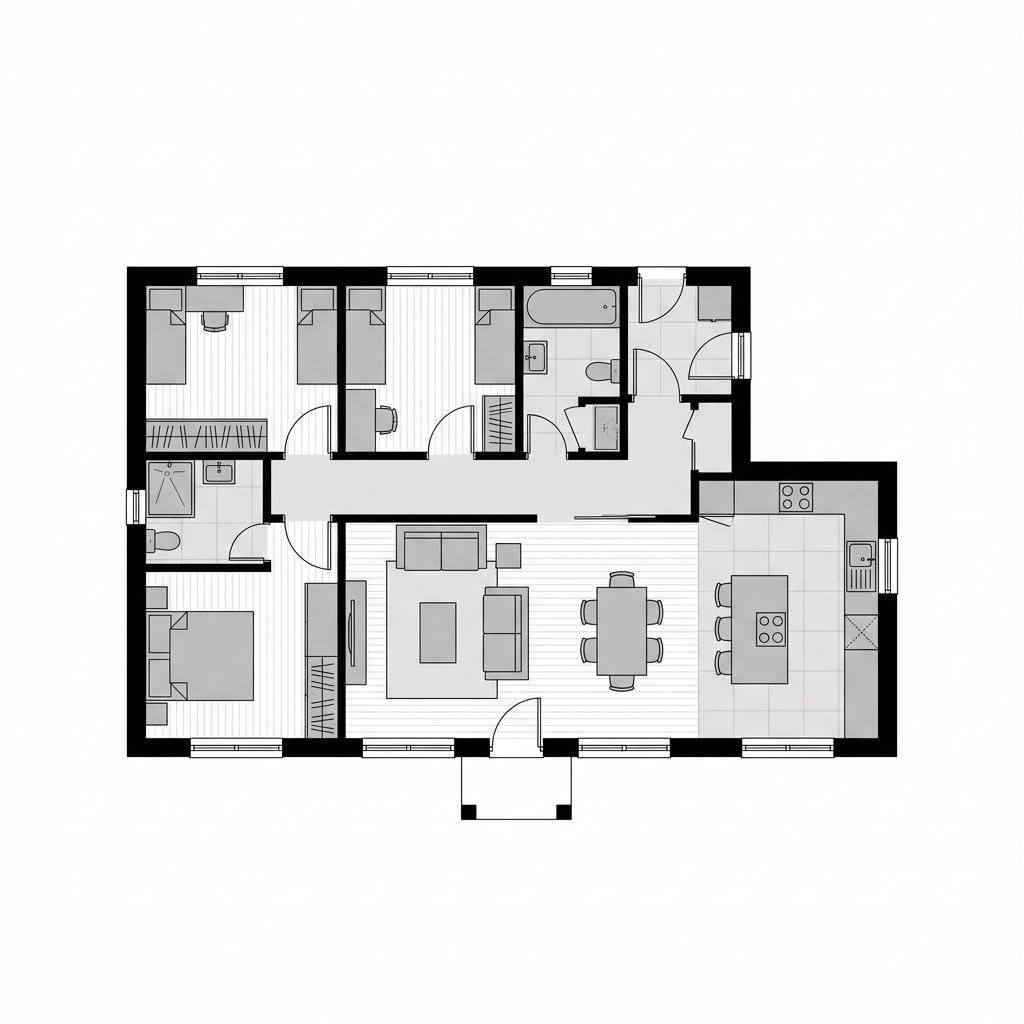Grundriss Bungalow Vitalis 126 von Kern-Haus — 126 m², 4 Zimmer