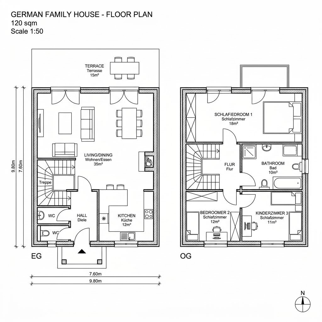 Grundriss Landhaus Kampenwand 120 von Chiemgauer Holzhaus — 120 m², 4 Zimmer
