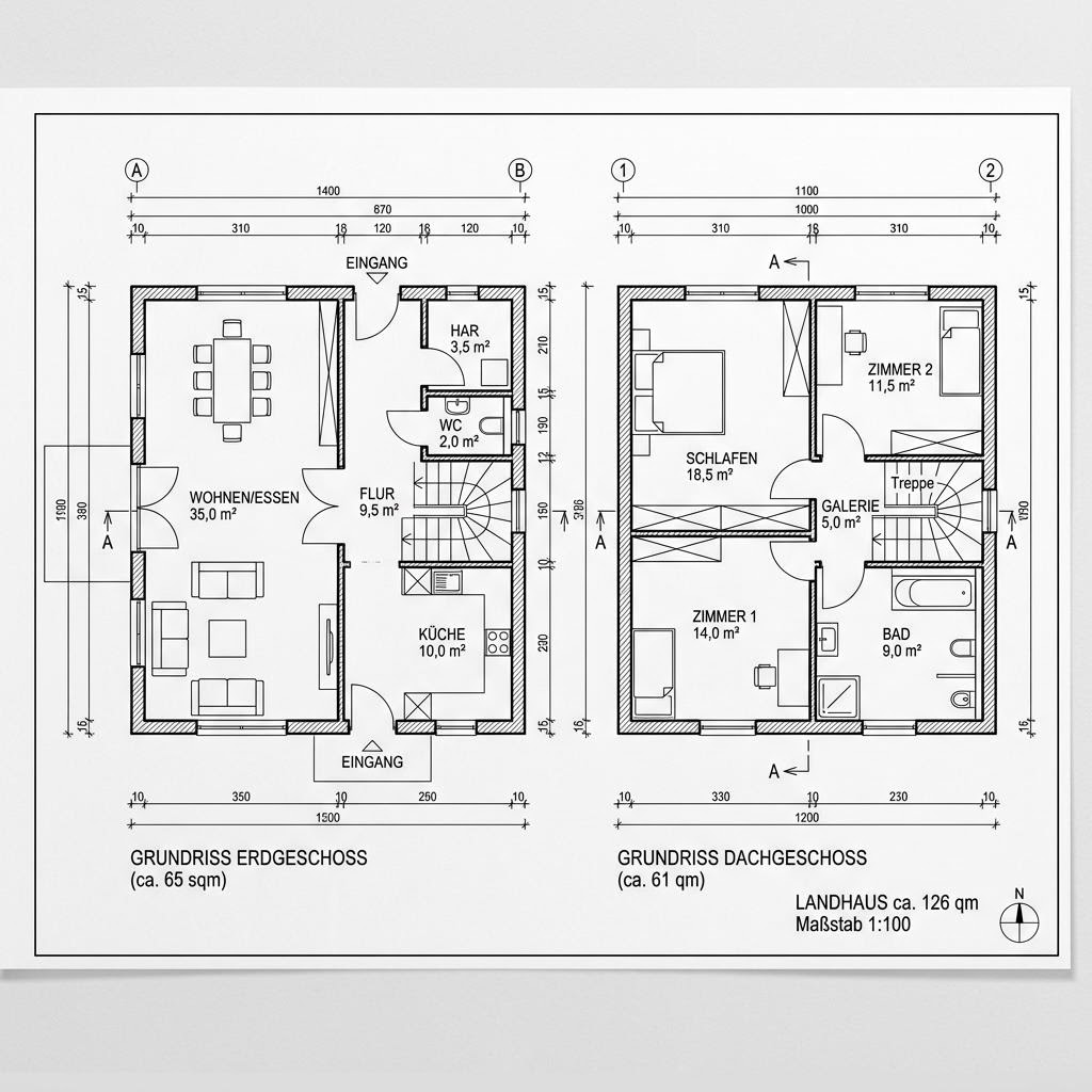Grundriss Landhaus Classic 126 von Wagener Systemhausbau — 126 m², 4 Zimmer