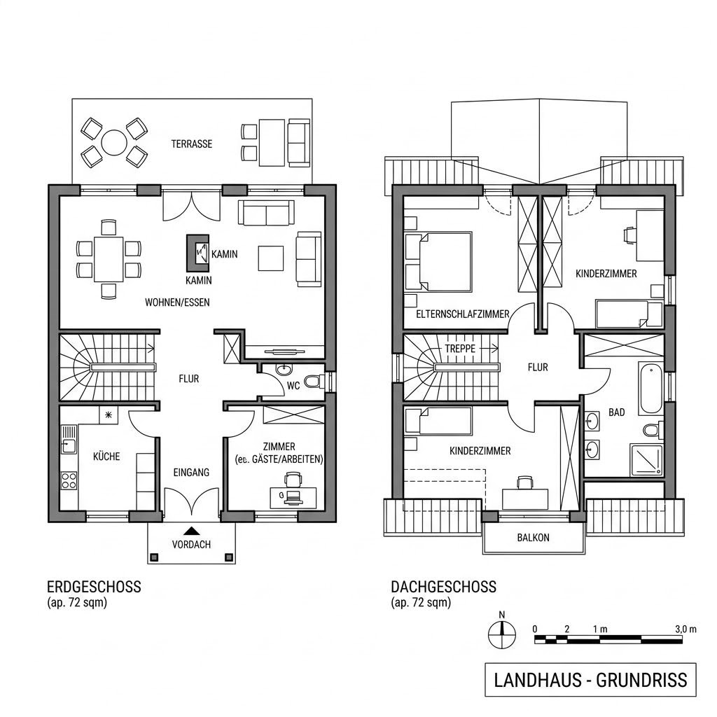 Grundriss Landhaus Classic 144 von Wagener Systemhausbau — 144 m², 5 Zimmer
